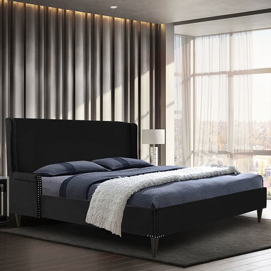 Read more about Scottsbluff plush velvet king size bed in black