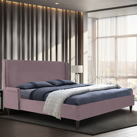 Product photograph of Scottsbluff Plush Velvet Single Bed In Pink from Furniture in Fashion