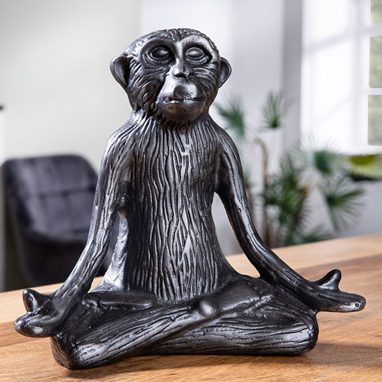 Scranton Aluminium Monkey Sculpture In Anthracite