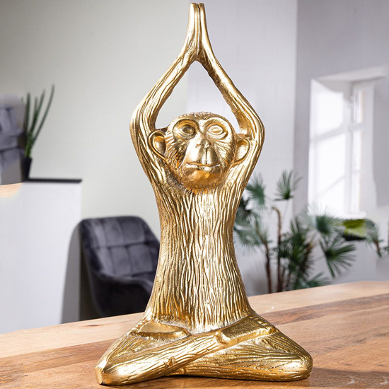 Product photograph of Scranton Aluminium Monkey Sculpture In Gold from Furniture in Fashion
