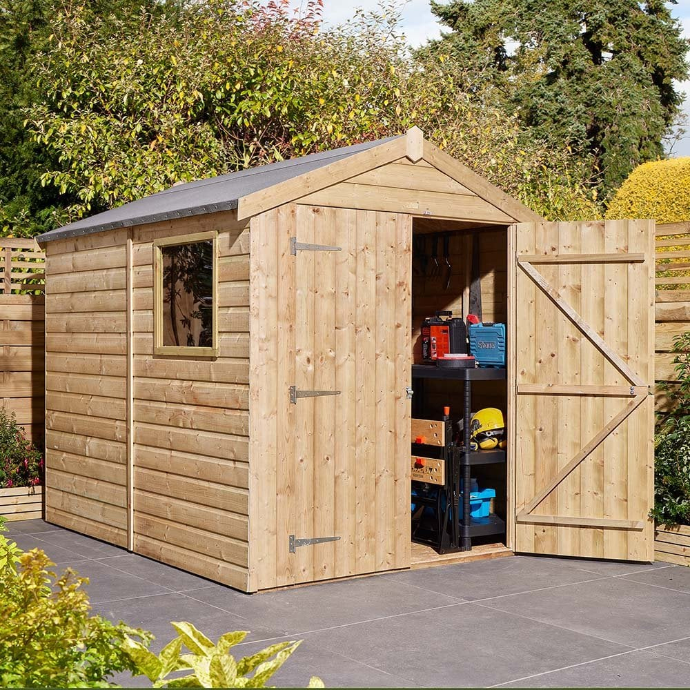 Schijndel Wooden Garden Apex Shed With 2 Doors In Natural