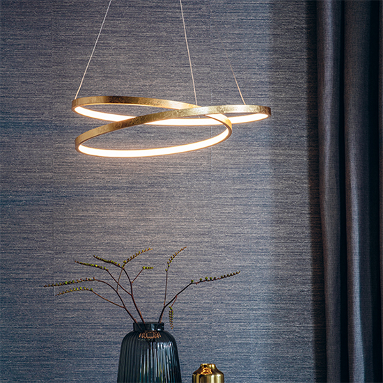 Scribble Ring Ceiling Pendant Light In Opulent Gold Leaf