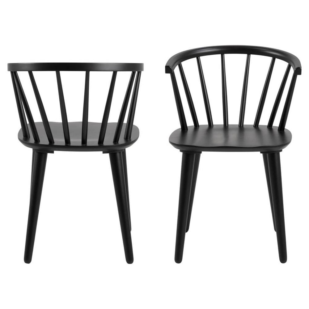 Scribner Black Wooden Dining Chairs In Pair