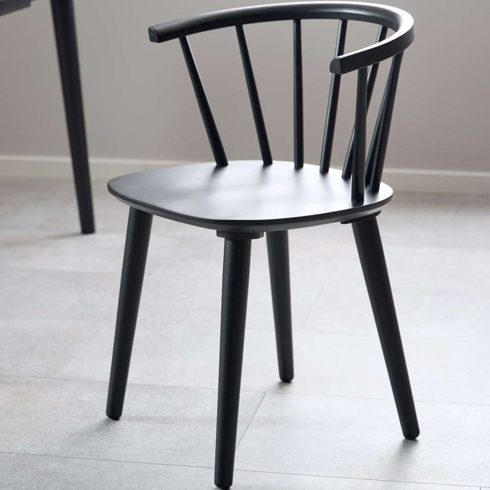 Scribner Black Wooden Dining Chairs In Pair