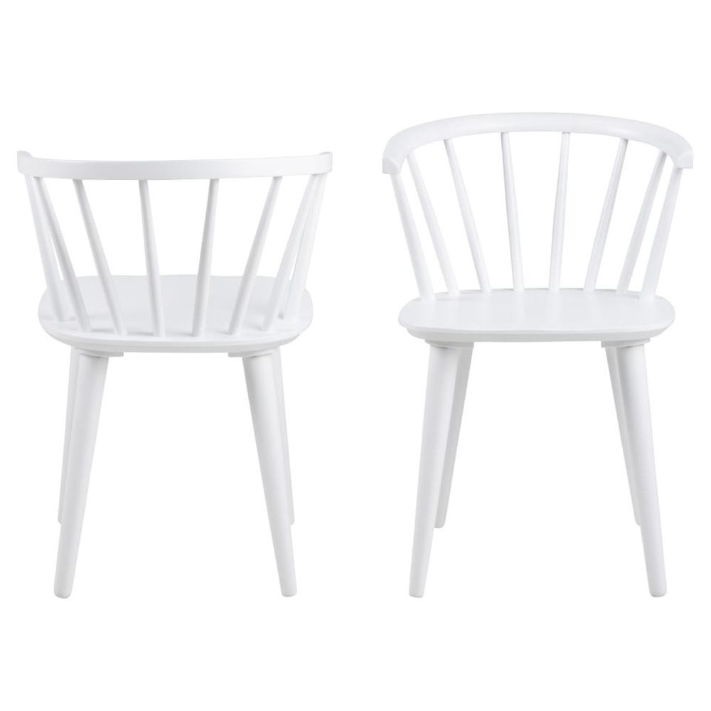 Scribner White Wooden Dining Chairs In Pair