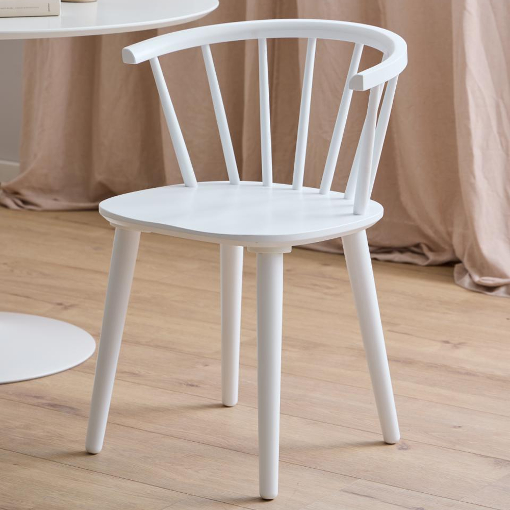 Scribner White Wooden Dining Chairs In Pair