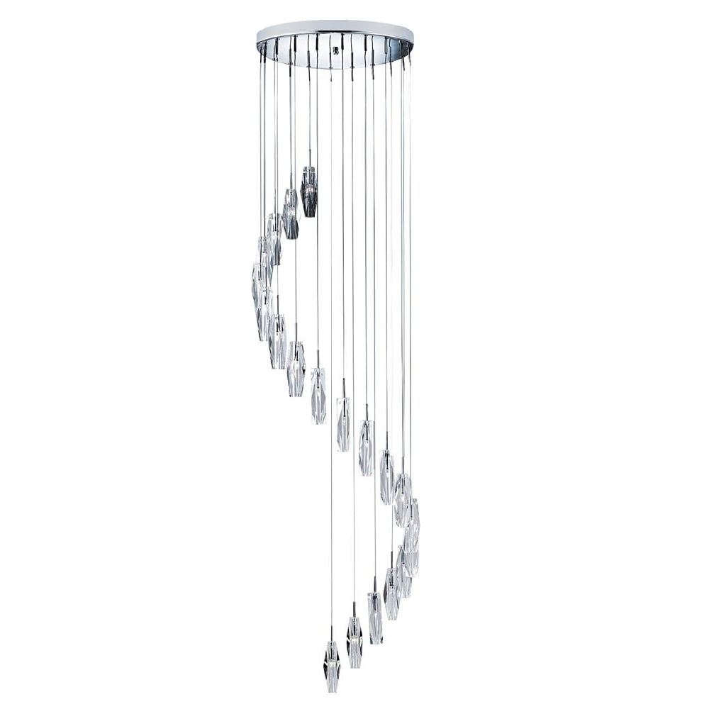 Read more about Sculptured 20 light crystal multi drop pendant light in chrome