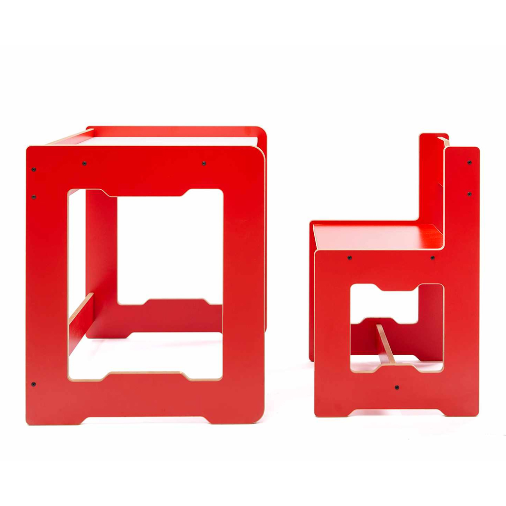 Seagull Wooden Table and Chair in Red and White