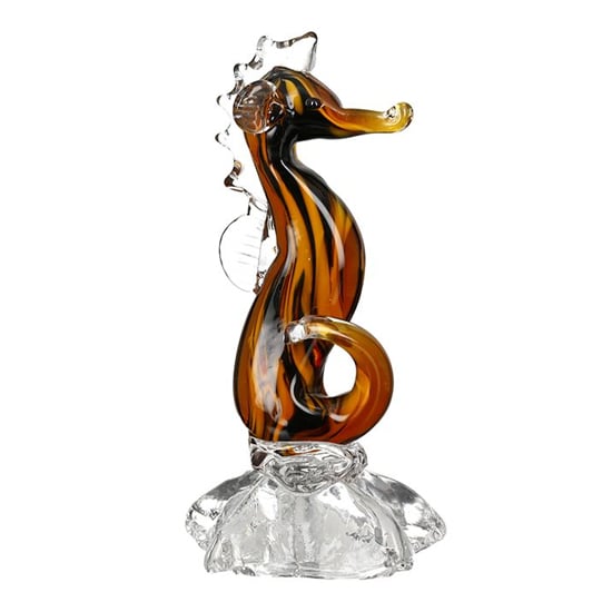 Read more about Seahorse glass design sculpture in brown and clear