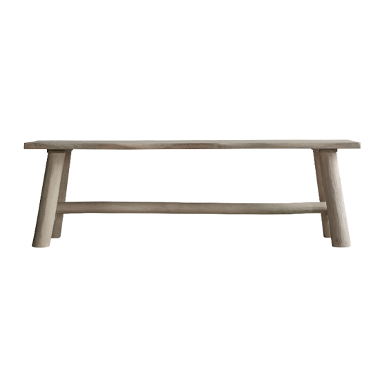 Photo of Searcy large wooden dining bench in rustic natural