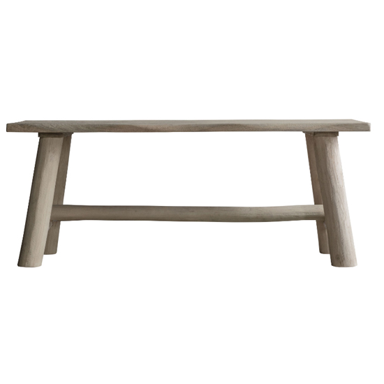 Photo of Searcy small wooden dining bench in rustic natural