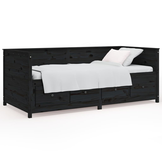 Seath Pine Wood Single Day Bed In Black Furniture in Fashion
