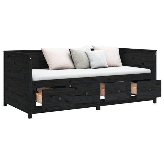 Seath Pine Wood Single Day Bed In Black Furniture in Fashion