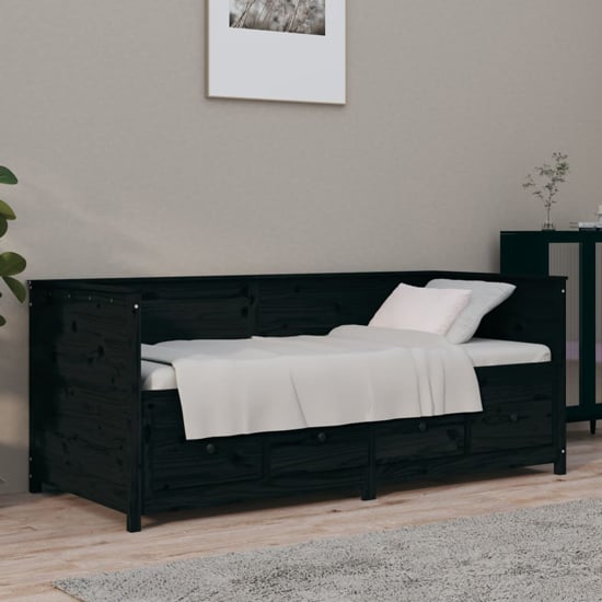 Product photograph of Seath Pine Wood Single Day Bed In Black from Furniture in Fashion