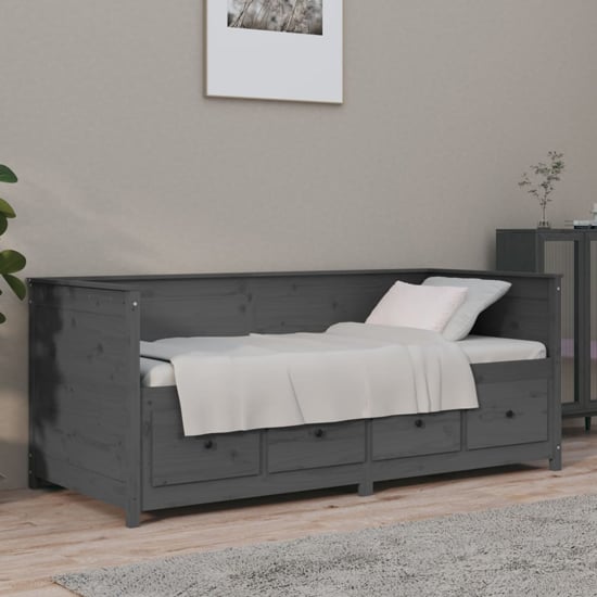 Product photograph of Seath Pine Wood Single Day Bed In Grey from Furniture in Fashion