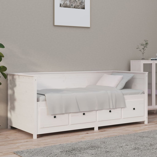 seath pine wood single day bed in white