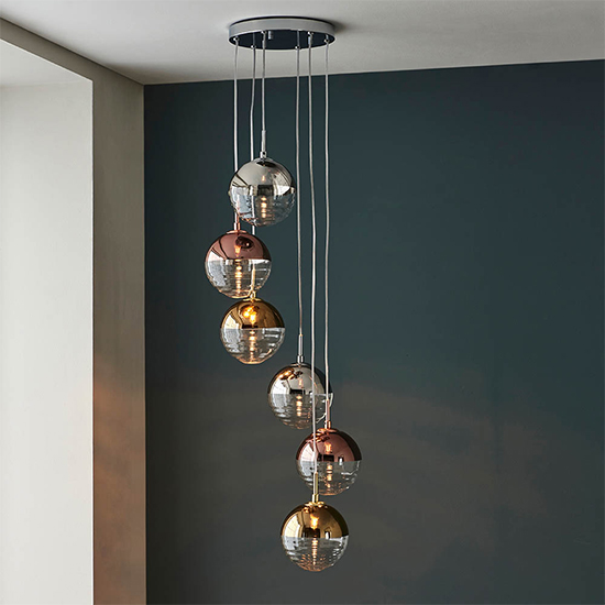 Product photograph of Seattle 6 Lights Ceiling Pendant Light In Polished Chrome from Furniture in Fashion