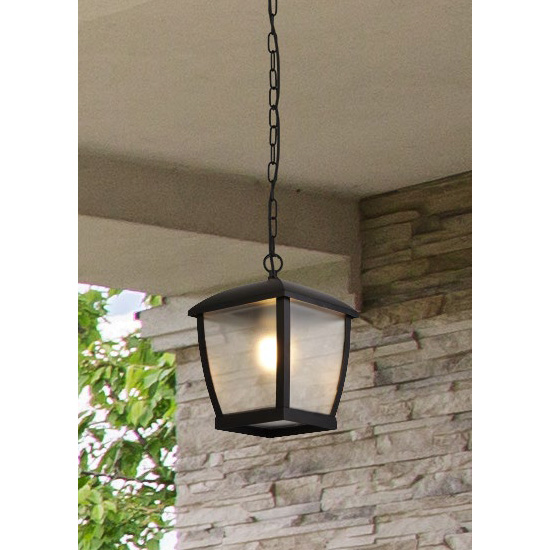 Seattle Outdoor Clear Acrylic Ceiling Pendant Light In Black