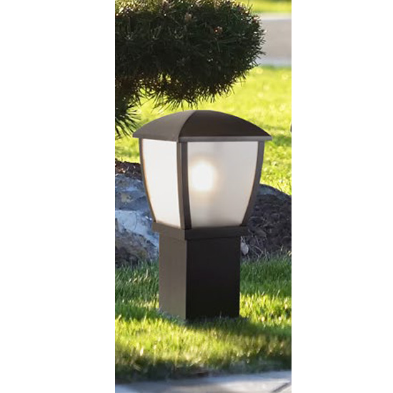 Seattle Outdoor Post Light In Black With Clear Acrylic Panels