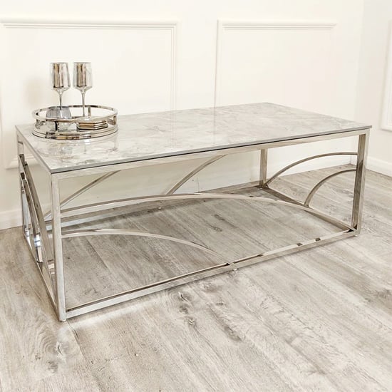 Photo of Seattle sintered stone top coffee table in stomach ash grey