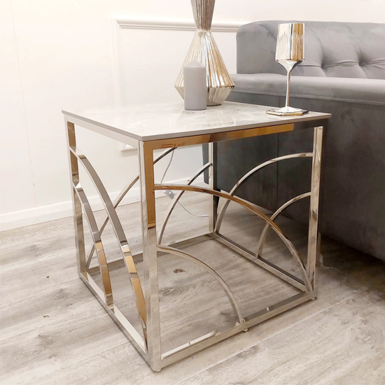 Read more about Seattle sintered stone top lamp table in stomach ash grey