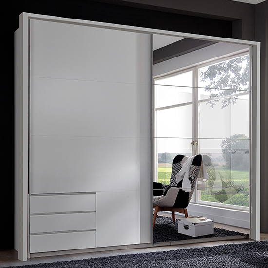 Read more about Seattle sliding door mirrored wardrobe in white