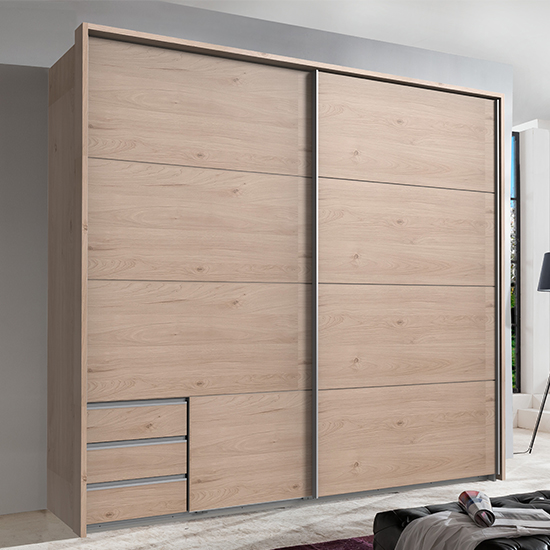 Read more about Seattle sliding door wooden wardrobe in hickory oak