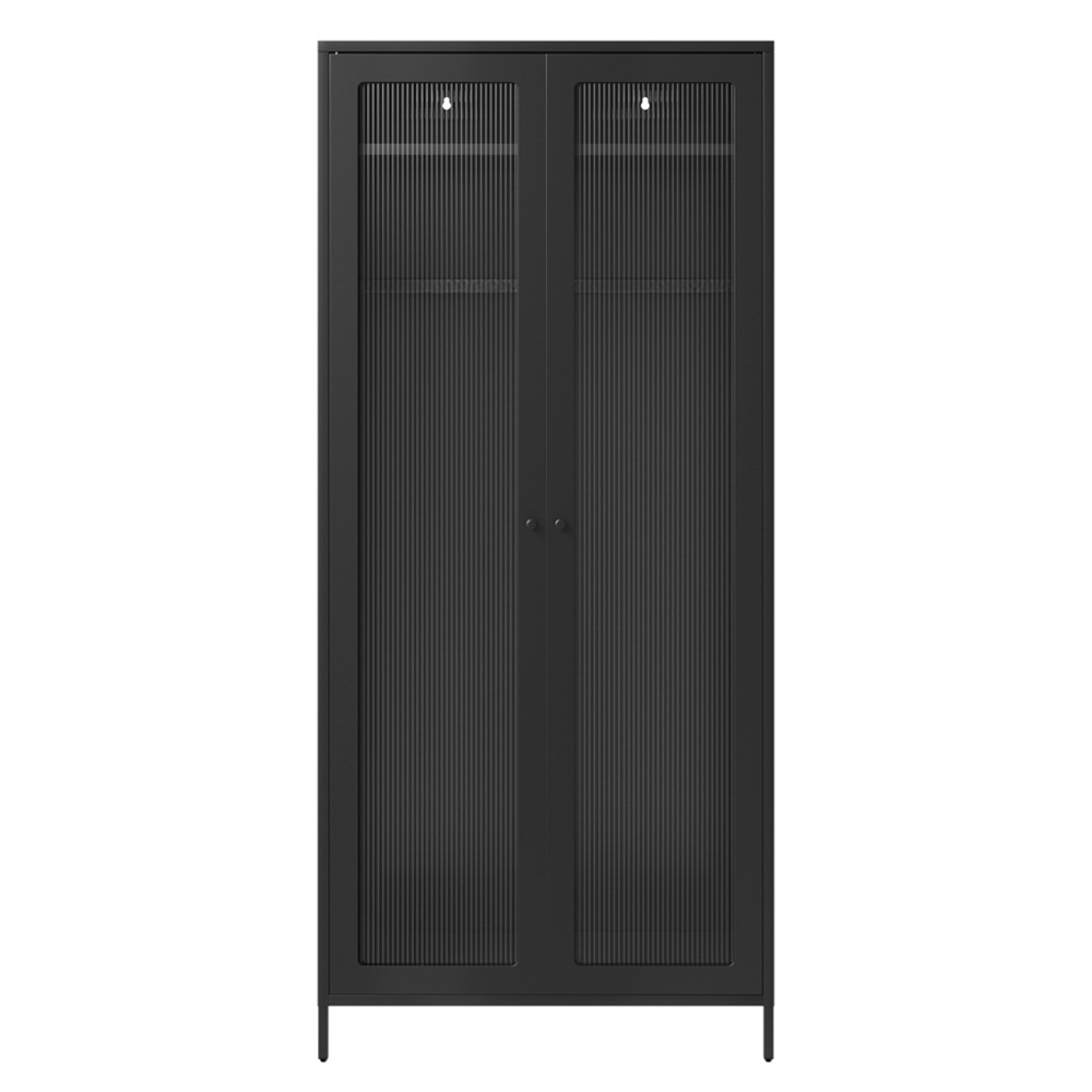 Seattle Steel Wardrobe With 2 Doors - Black