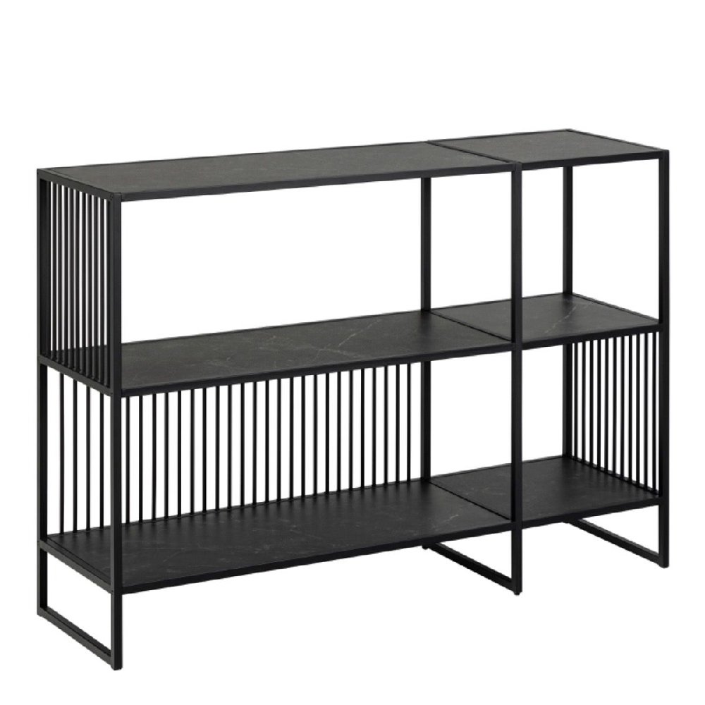 Seattle Wooden Bookcase With 2 Shelves In Black Marble Effect