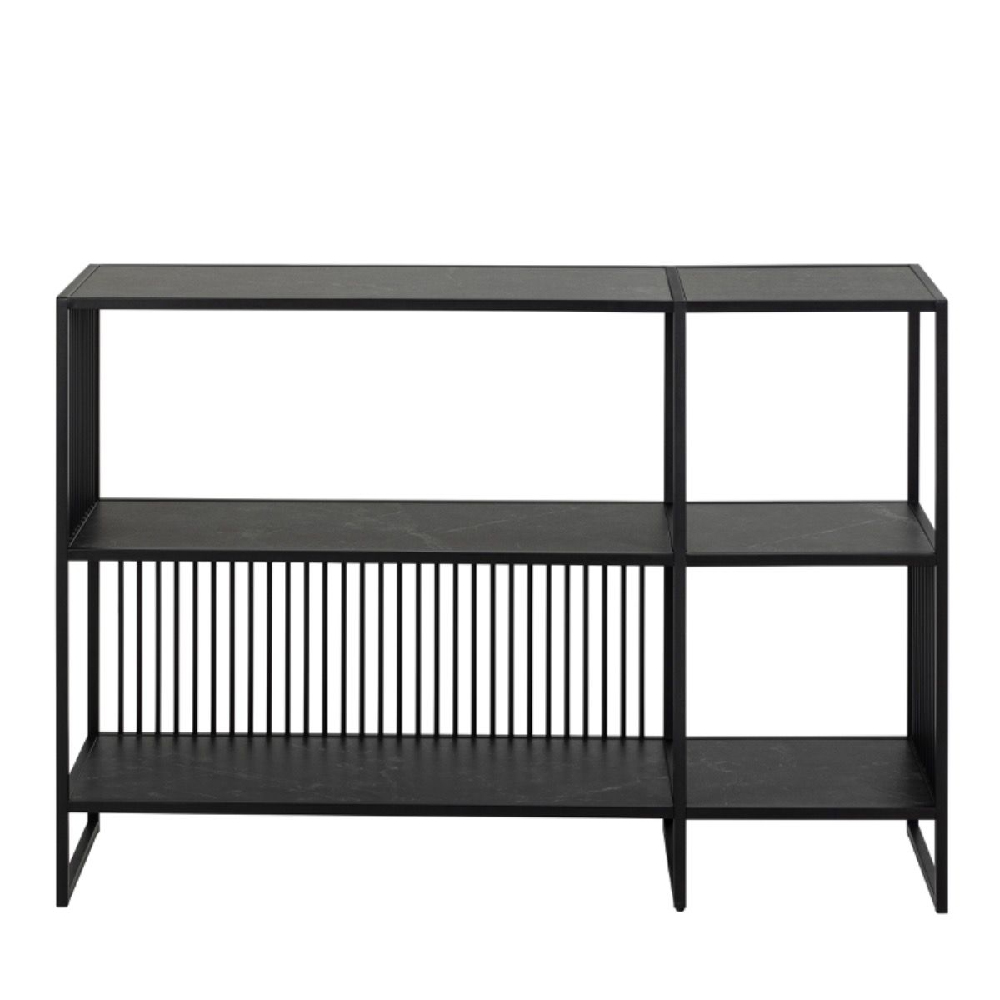 Seattle Wooden Bookcase With 2 Shelves In Black Marble Effect
