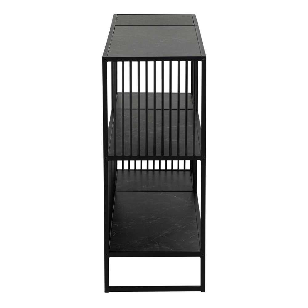 Seattle Wooden Bookcase With 2 Shelves In Black Marble Effect