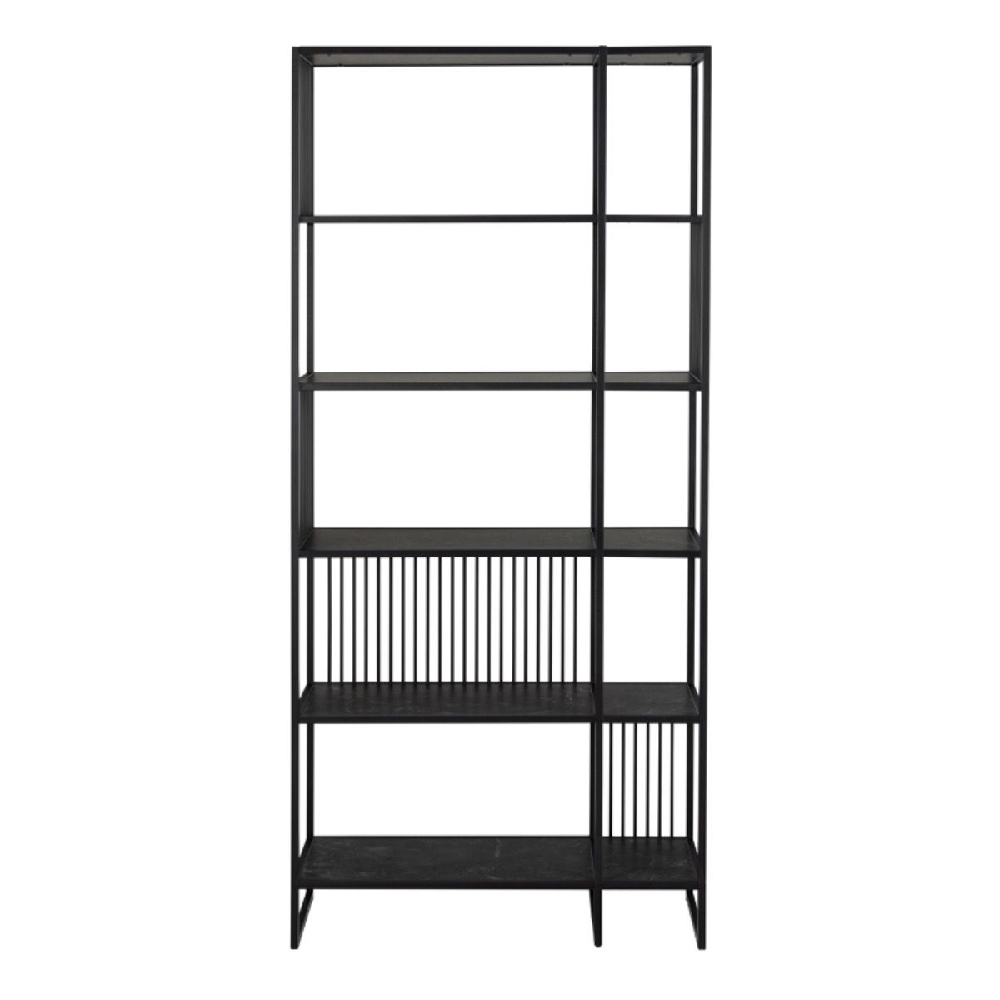 Seattle Wooden Bookcase With 5 Shelves In Black Marble Effect