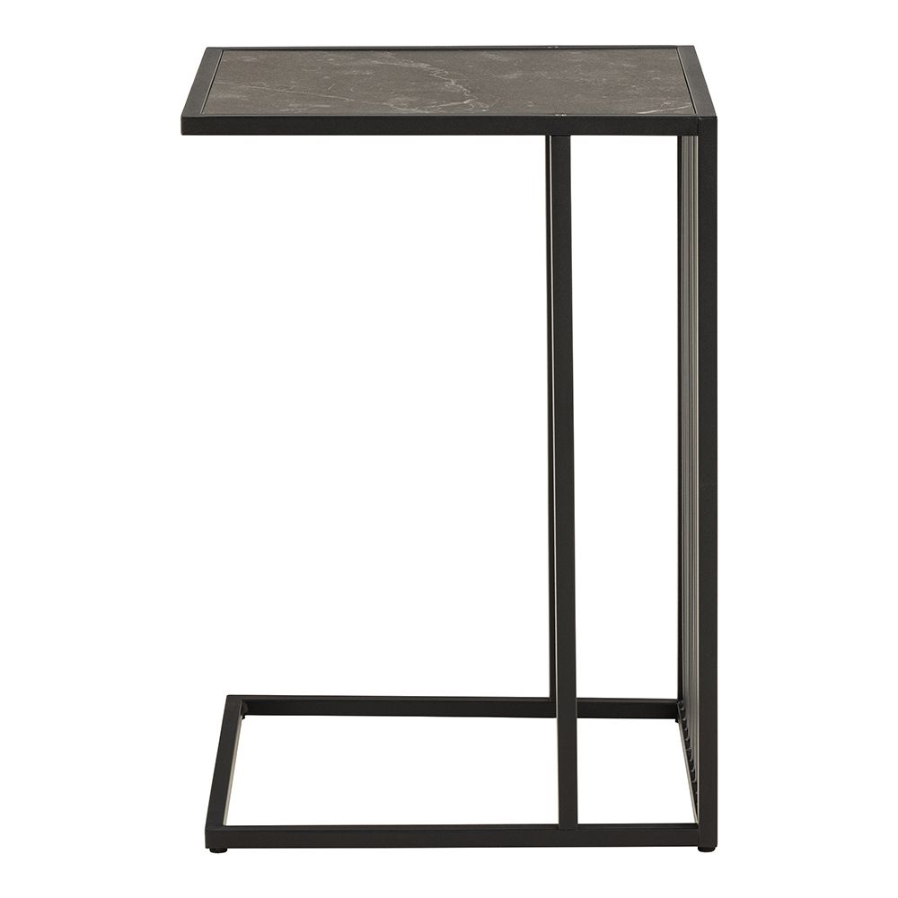 Seattle Wooden Side Table In Black Marble Effect