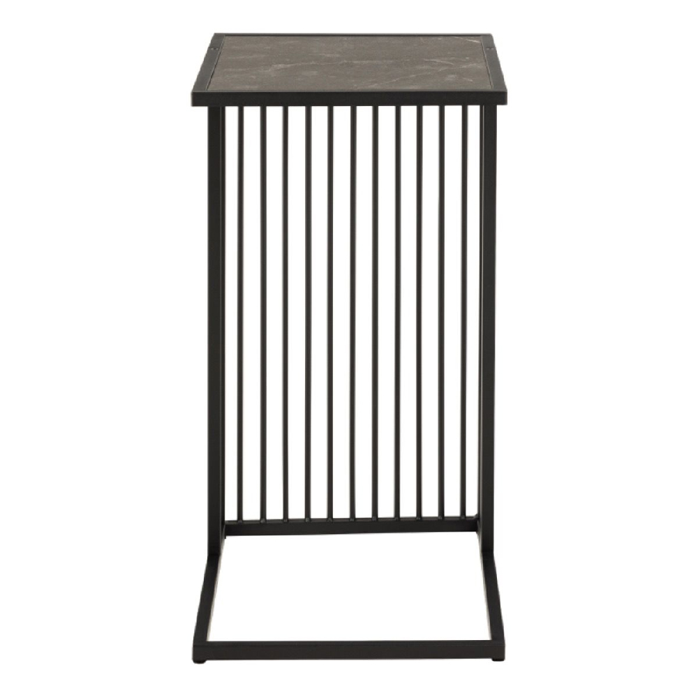 Seattle Wooden Side Table In Black Marble Effect