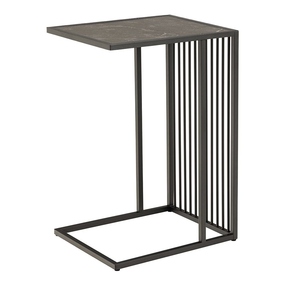 Read more about Seattle wooden side table in black marble effect