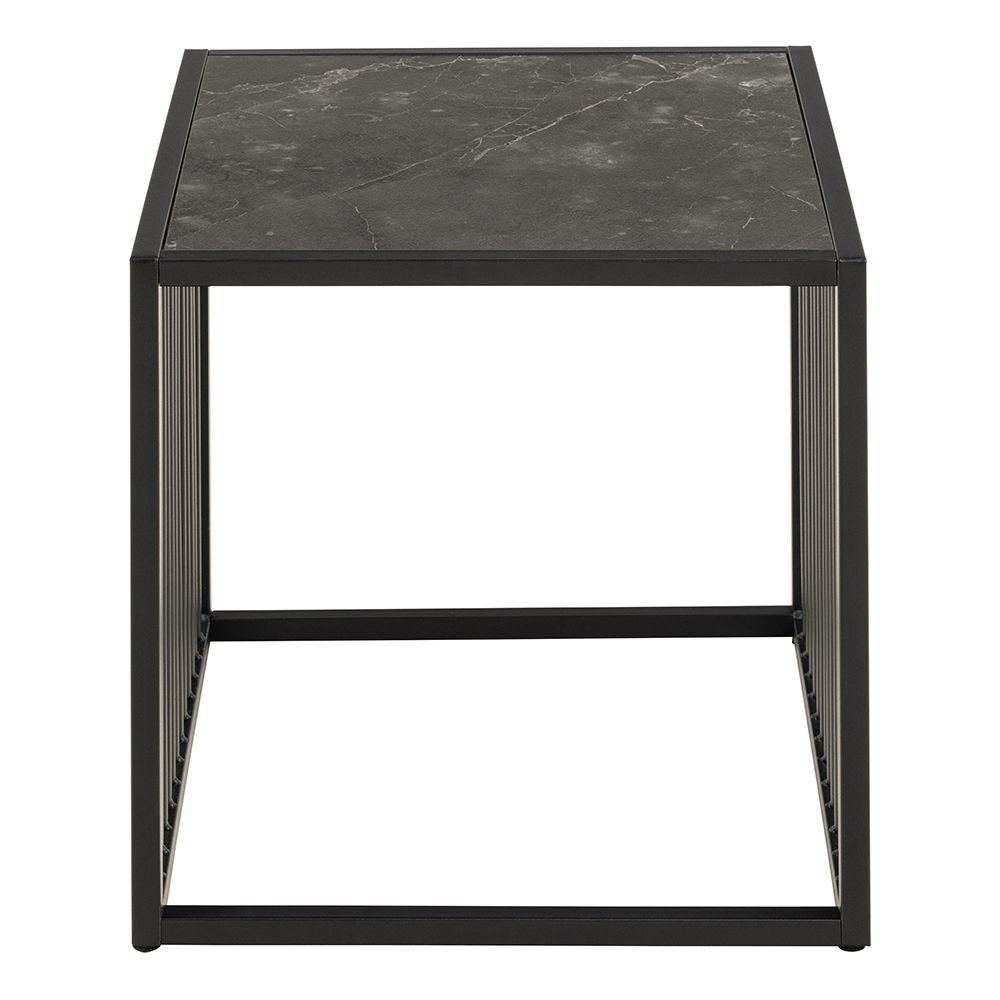 Seattle Wooden Side Table Square In Black Marble Effect
