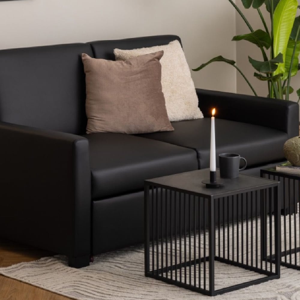 Read more about Seattle wooden side table square in black marble effect