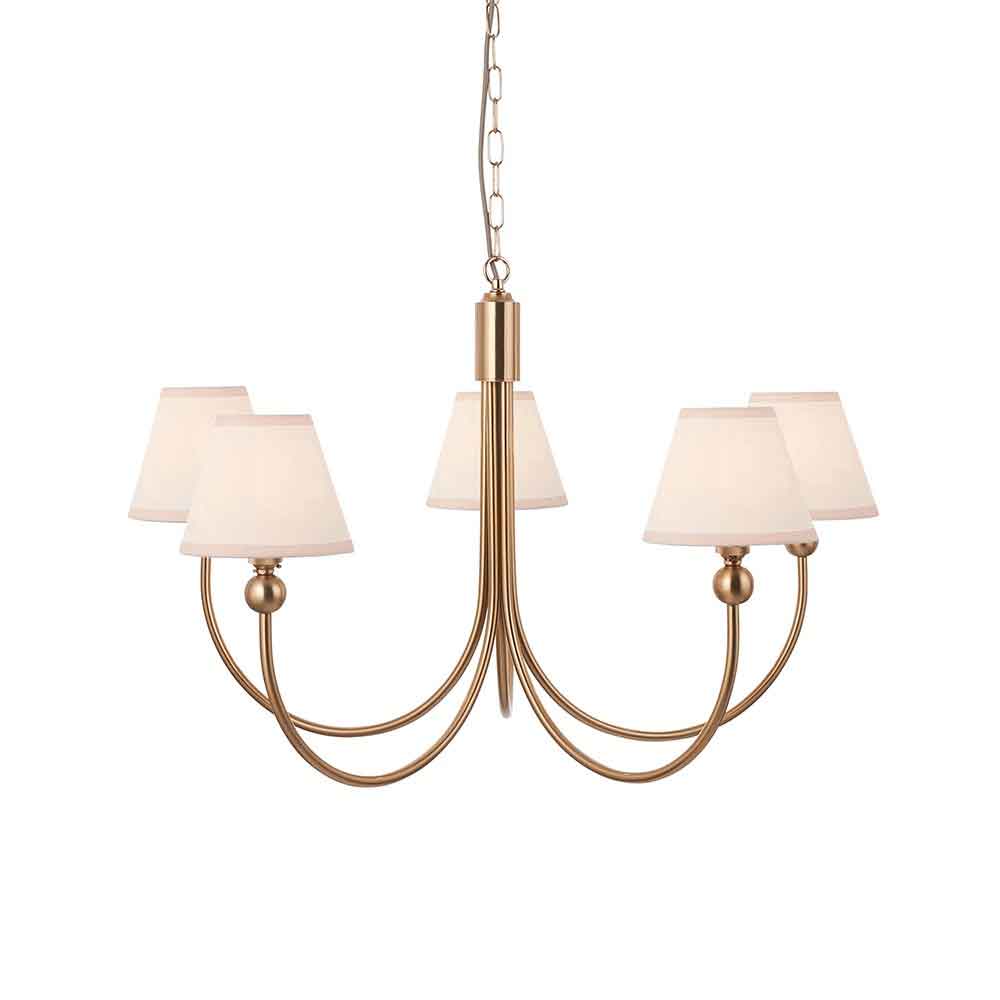 Sebastian Metal 5 Ceiling Pendant Light in Brushed Aged Brass
