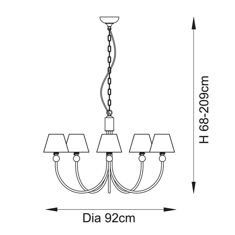 Sebastian Metal 5 Ceiling Pendant Light in Brushed Aged Brass