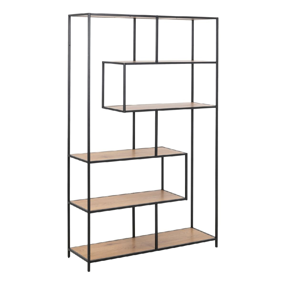 Sebring Wooden Bookcase Large With Metal Frame In Black Oak