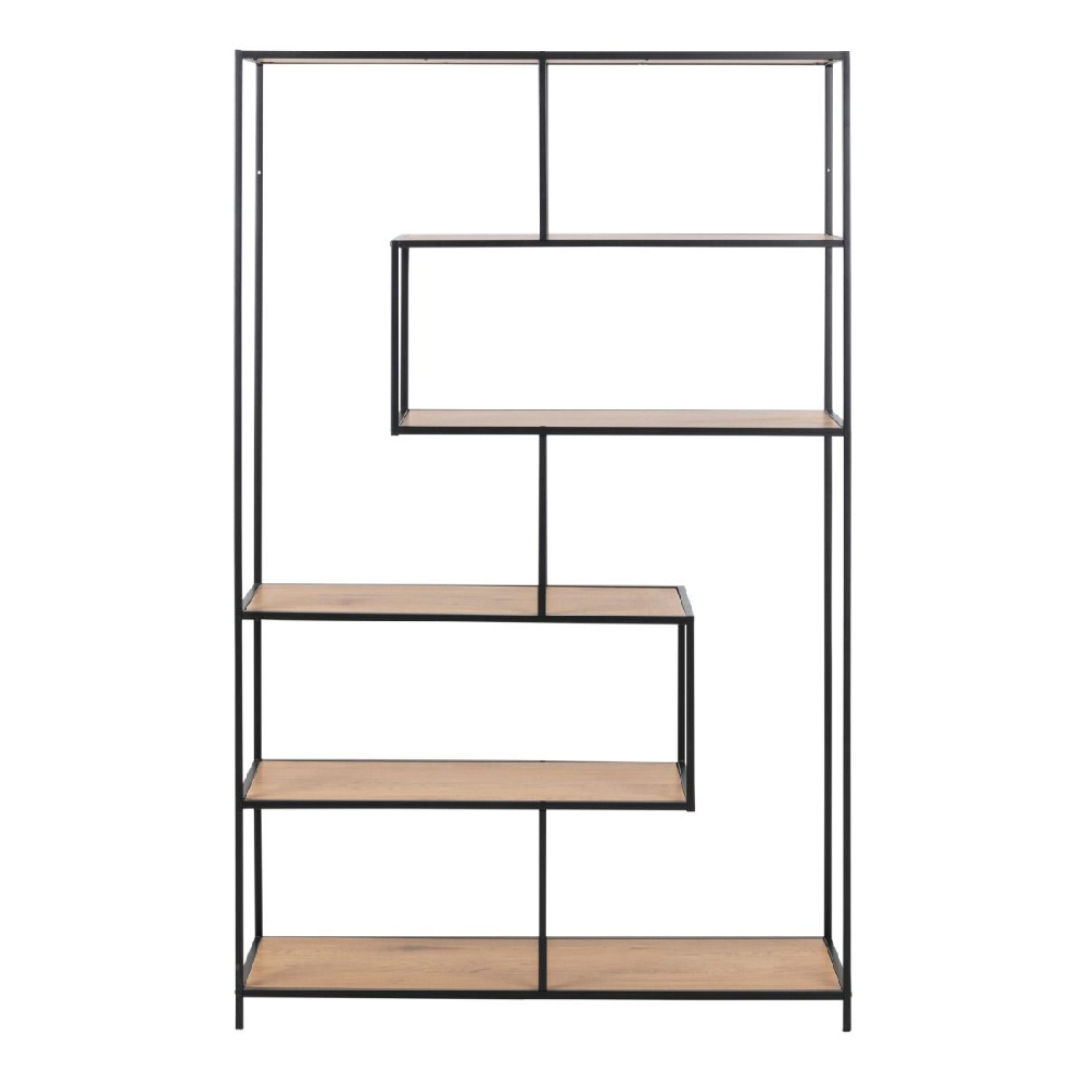 Sebring Wooden Bookcase Large With Metal Frame In Black Oak