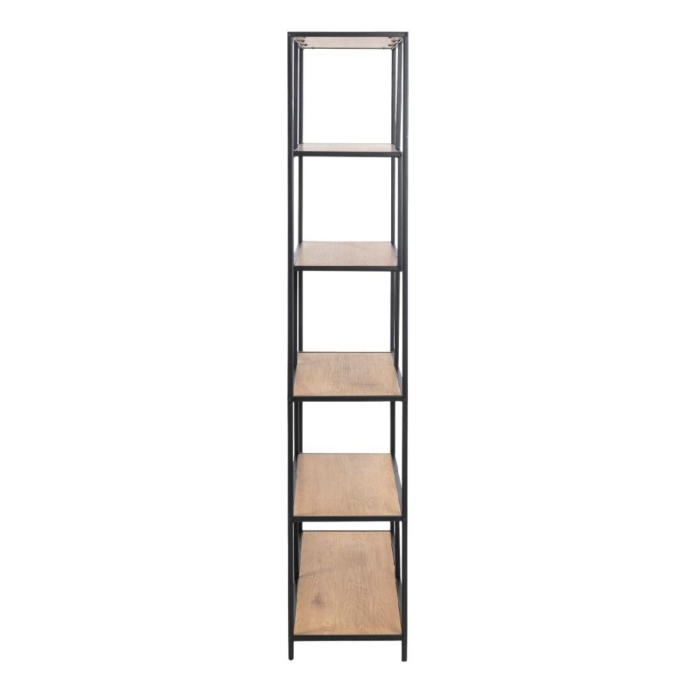 Sebring Wooden Bookcase Large With Metal Frame In Black Oak