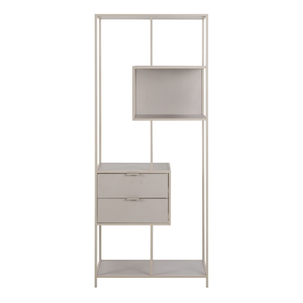 Sebring Wooden Bookcase Large With Metal Frame In Grey