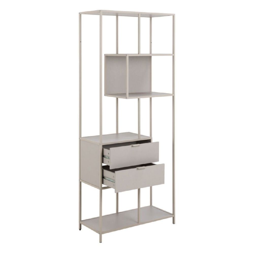 Sebring Wooden Bookcase Large With Metal Frame In Grey