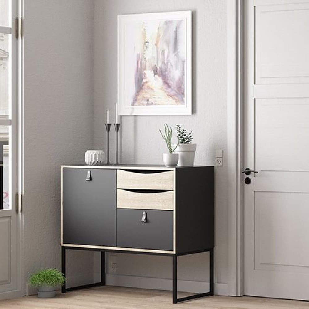 Read more about Sebring wooden sideboard with 1 door 3 drawers black and ivory