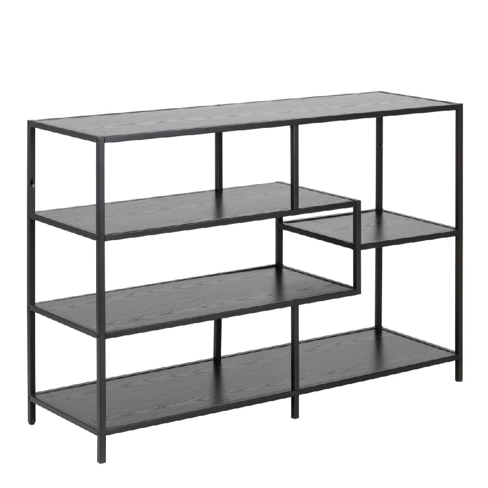 Sebring Wooden Bookcase Small With Metal Frame In Black Oak