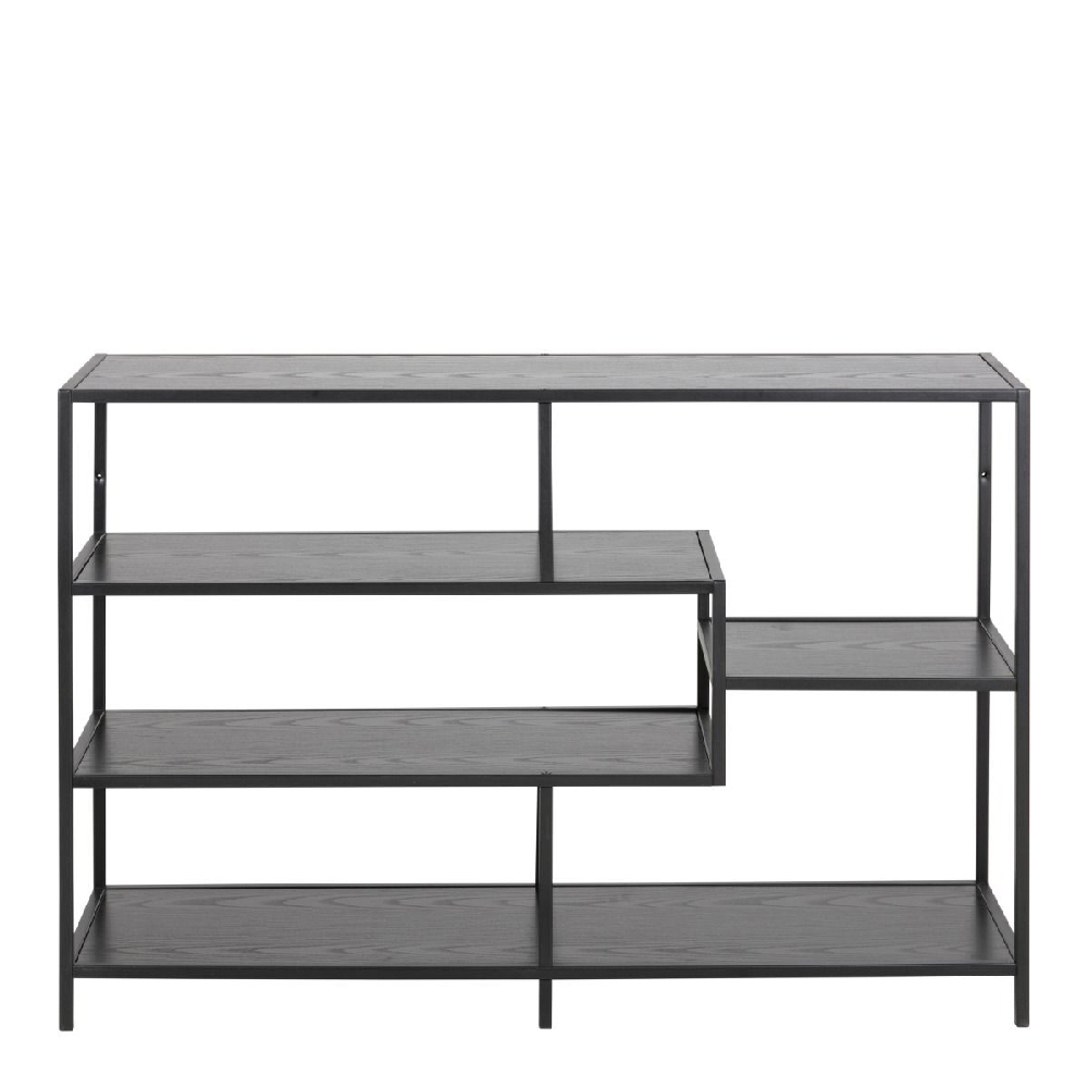 Sebring Wooden Bookcase Small With Metal Frame In Black Oak