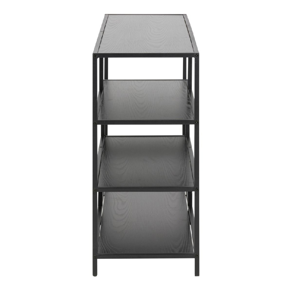 Sebring Wooden Bookcase Small With Metal Frame In Black Oak