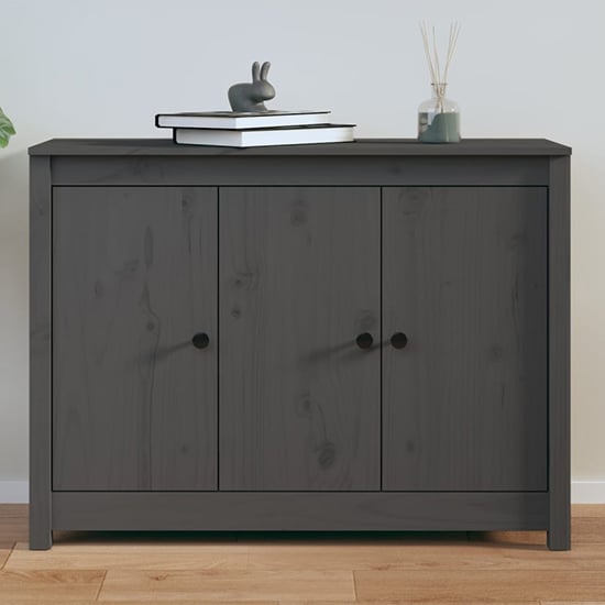 Read more about Secia pinewood sideboard with 3 doors in grey