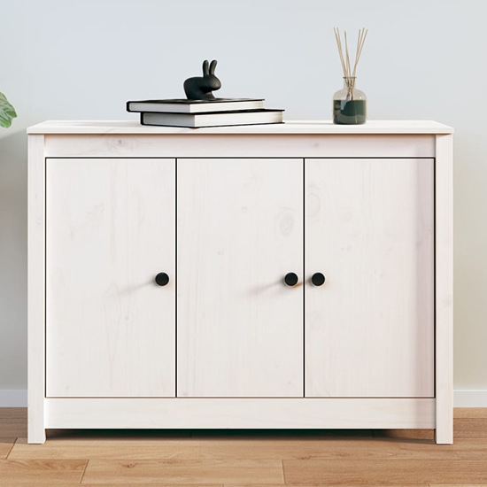 Read more about Secia pinewood sideboard with 3 doors in white